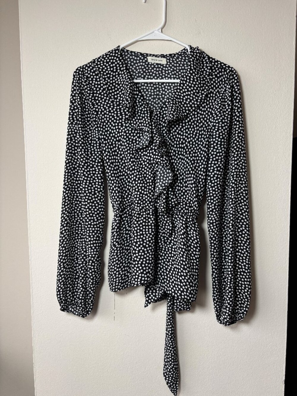 Max Studio Polka Dot Long Sleeve Blouse